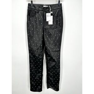 Good American Good Icon Crystal Embellished Faux Leather Straight  Size 27. NWOT